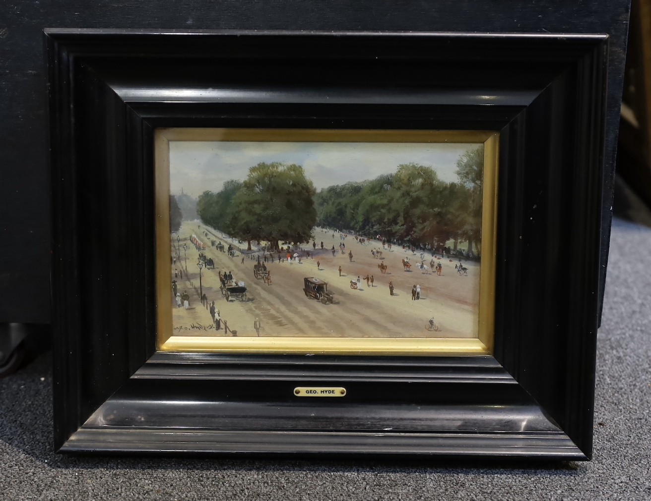 George Hyde Pownall (English/Australian, 1876-1932), Hyde Park Corner, oil on board, 14 x 22.5cm